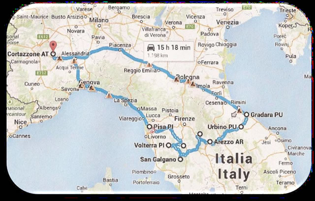 mappa tour toscana marche