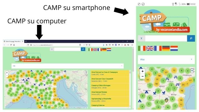 CAMP su smartphone e computer