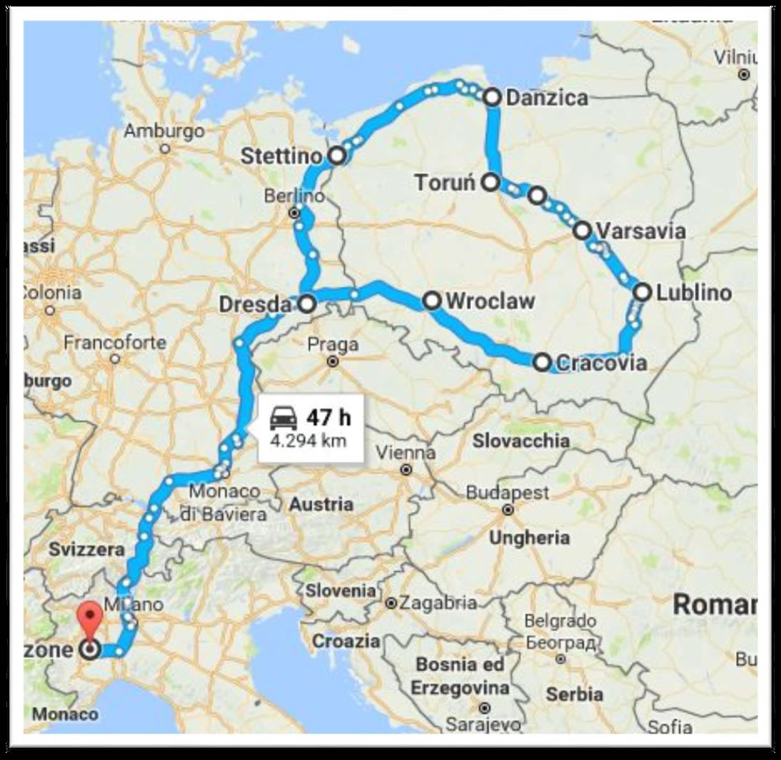 cartina itinerario polonia
