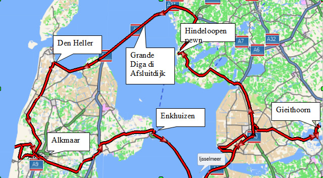 mappa verso diga Afsluitdijk